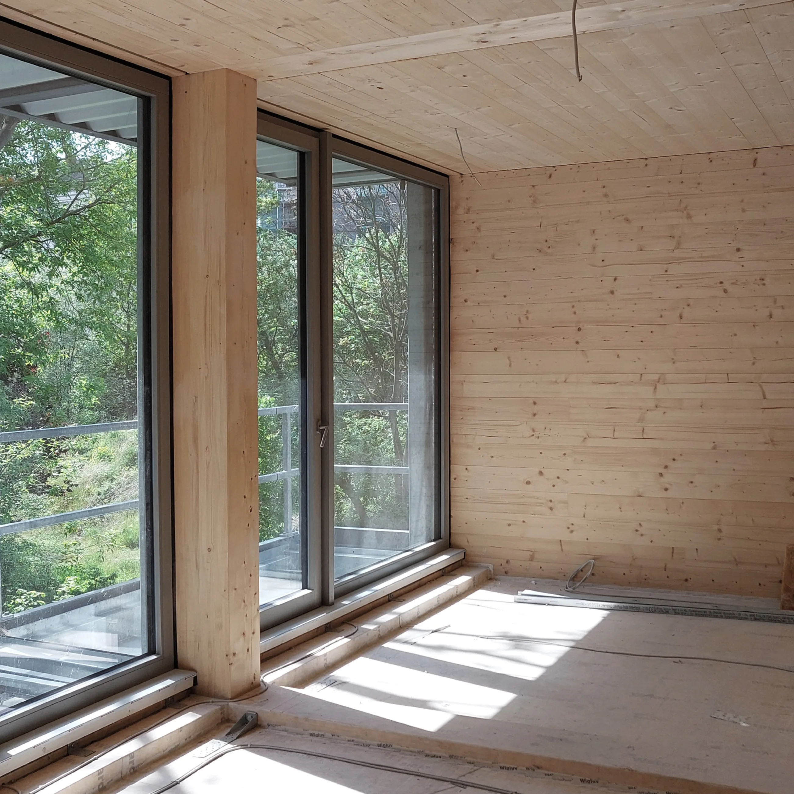 Interior with floor-to-ceiling windows